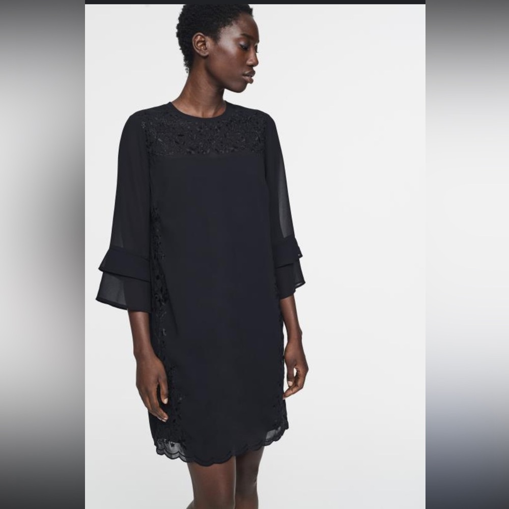 **TALL** Long Tall Sally Black Floral Embroidered Dress